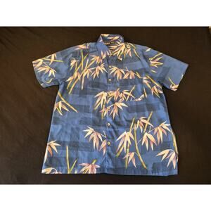 Mens Vintage Hawaiin Shirt Large By RS Surf Blue Bamboo